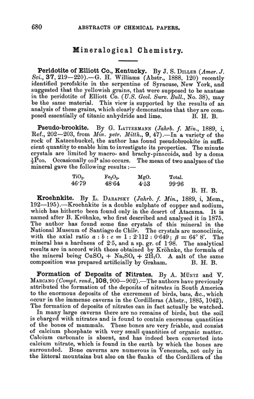 Mineralogical chemistry