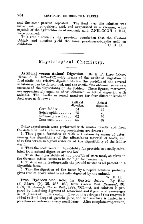 Physiological chemistry
