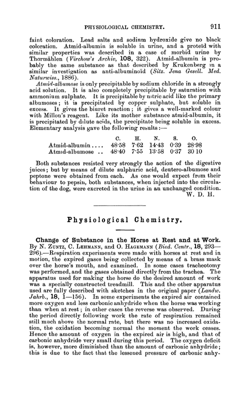 Physiological chemistry