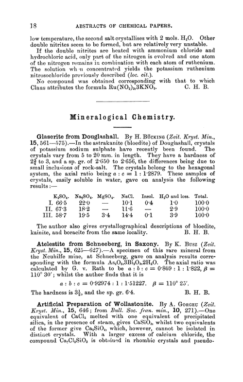 Mineralogical chemistry
