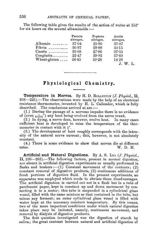 Physiological chemistry