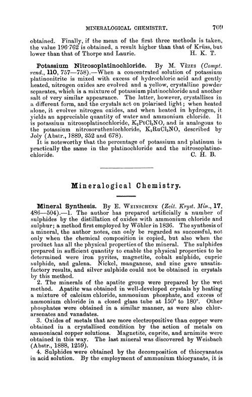 Mineralogical chemistry