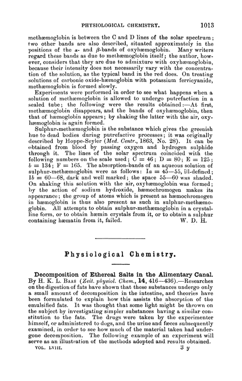 Physiological chemistry