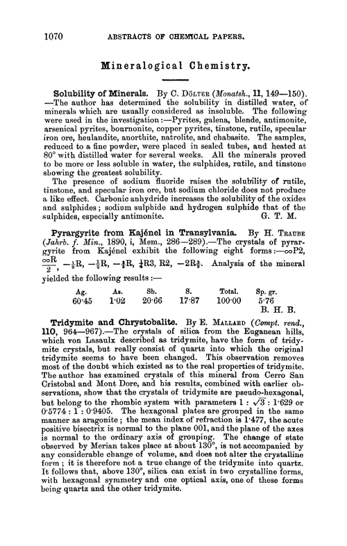 Mineralogical chemistry