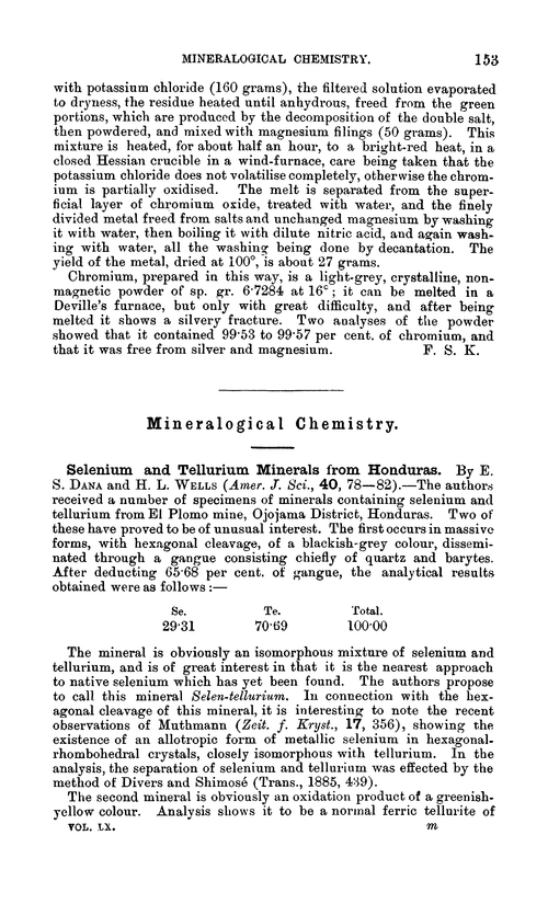 Mineralogical chemistry