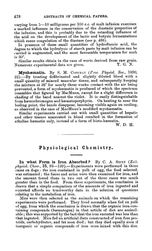 Physiological chemistry