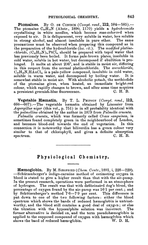 Physiological chemistry