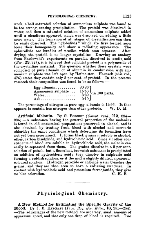 Physiological chemistry