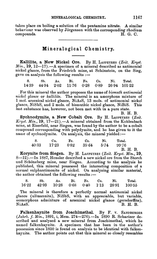Mineralogical chemistry