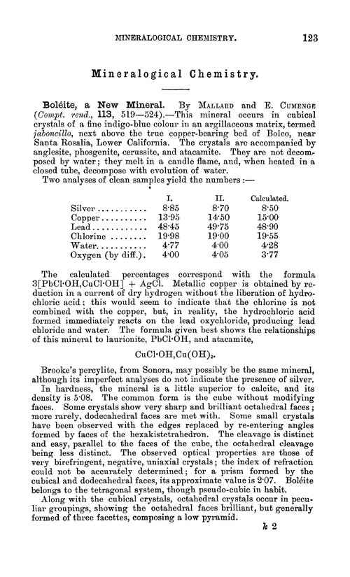 Mineralogical chemistry