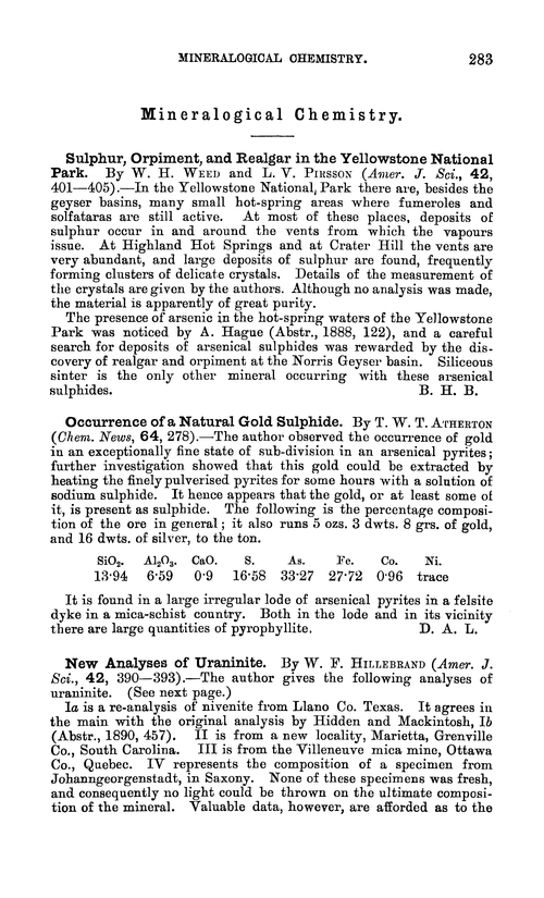 Mineralogical chemistry