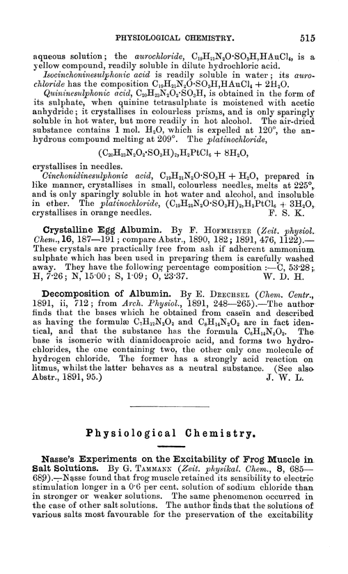 Physiological chemistry