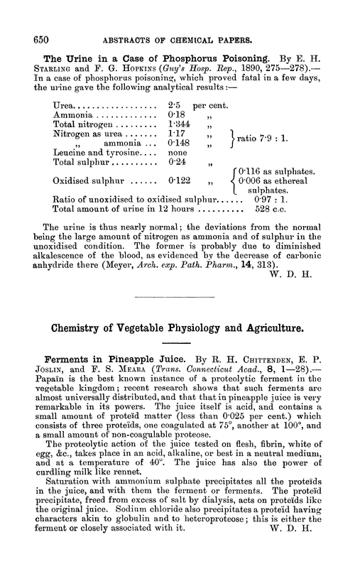 Chemistry of vegetable physiology and agriculture