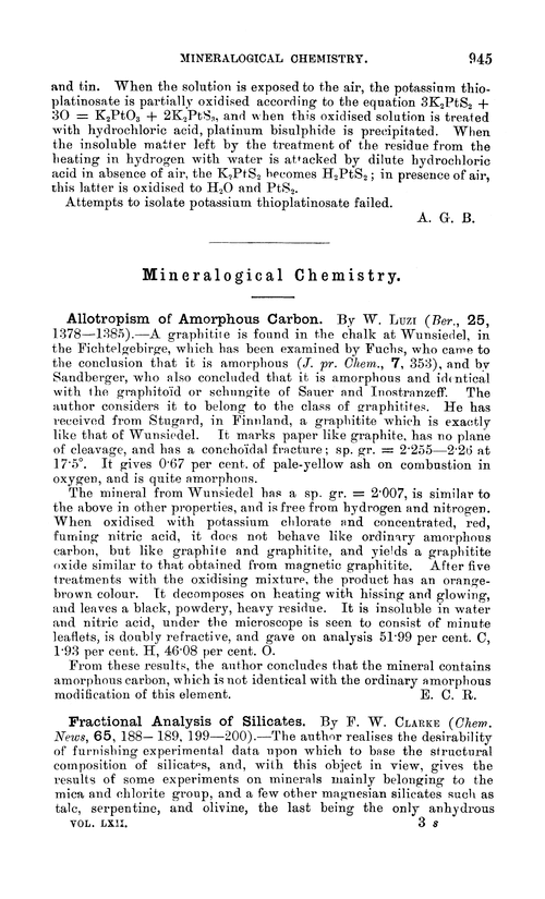Mineralogical chemistry