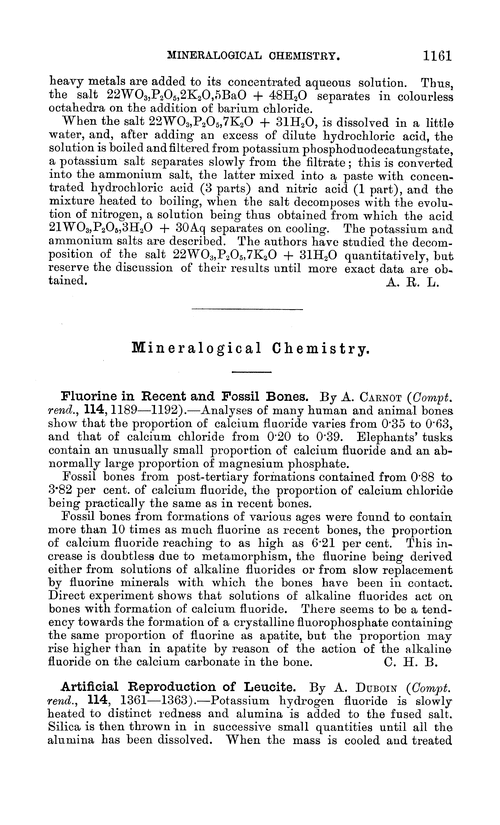 Mineralogical chemistry