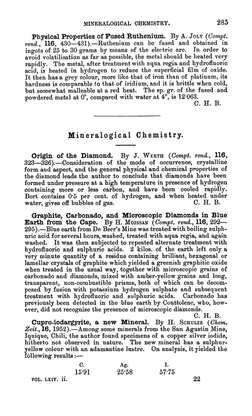Mineralogical chemistry