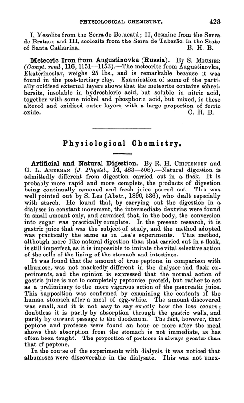 Physiological chemistry