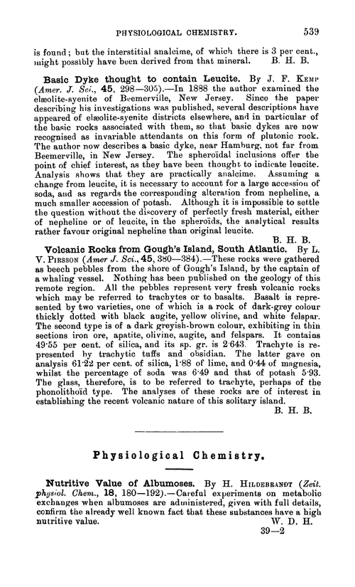Physiological chemistry