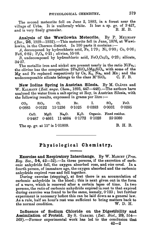 Physiological chemistry