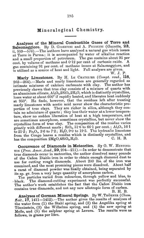 Mineralogical chemistry