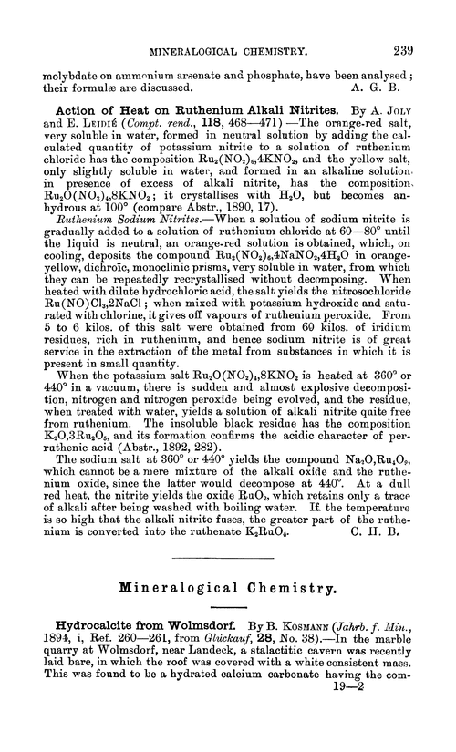 Mineralogical chemistry
