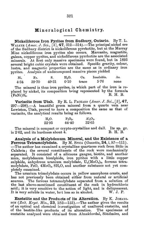 Mineralogical chemistry