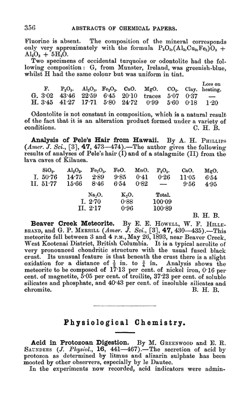 Physiological chemistry