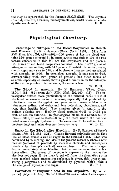 Physiological chemistry