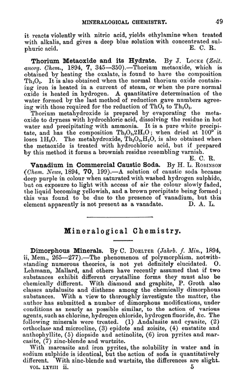 Mineralogical chemistry