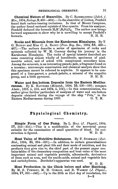 Physiological chemistry