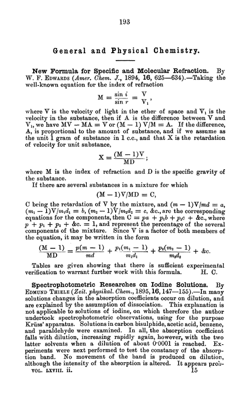 General and physical chemistry