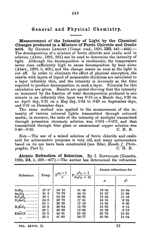 General and physical chemistry