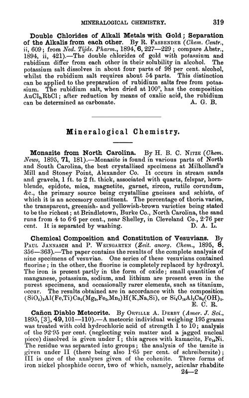 Mineralogical chemistry