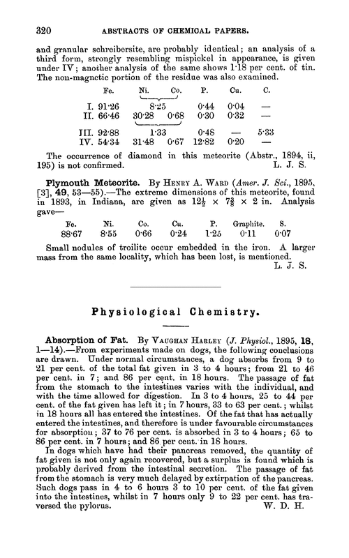 Physiological chemistry