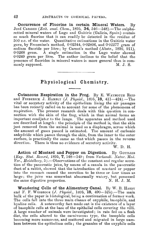 Physiological chemistry