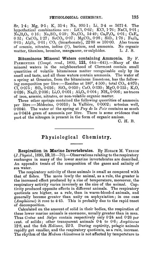 Physiological chemistry