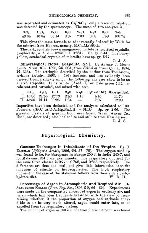 Physiological chemistry