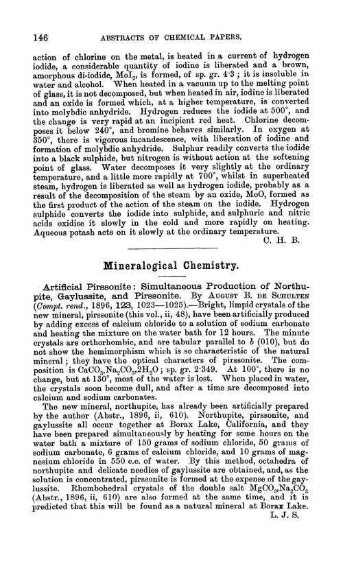 Mineralogical chemistry