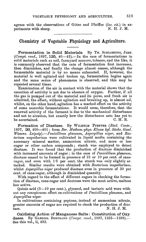 Chemistry of vegetable physiology and agriculture