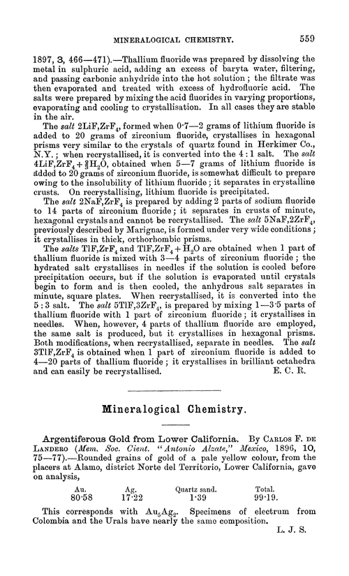 Mineralogical chemistry