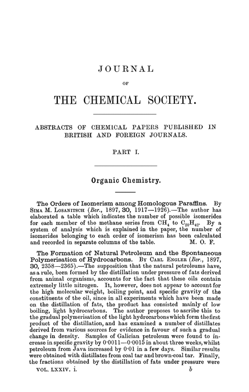 Organic chemistry - Journal of the Chemical Society, Abstracts (RSC  Publishing)