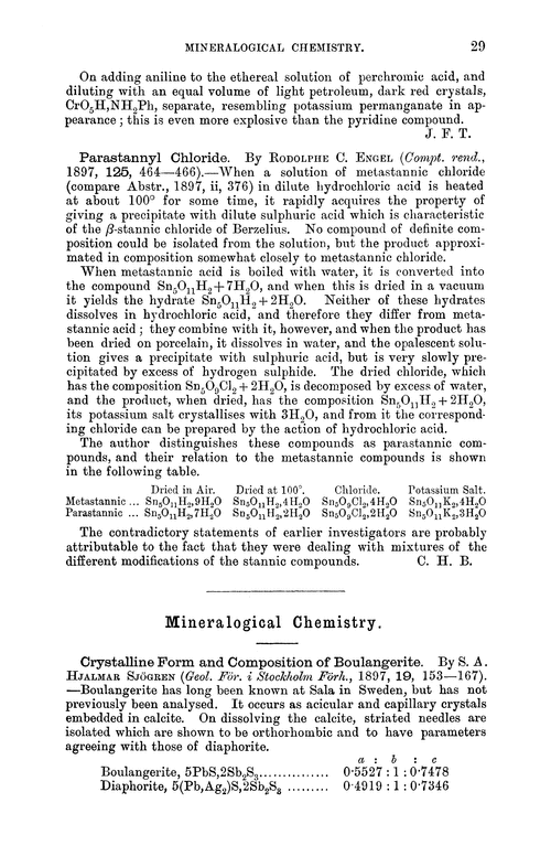 Mineralogical chemistry