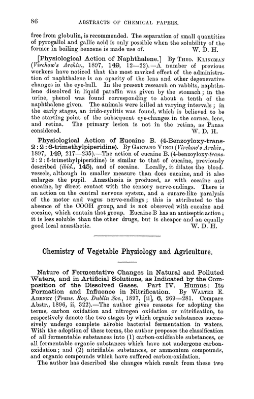 Chemistry of vegetable physiology and agriculture