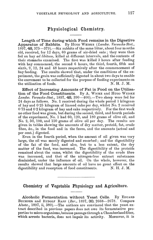 Physiological chemistry; and Chemistry of vegetable physiology and agriculture