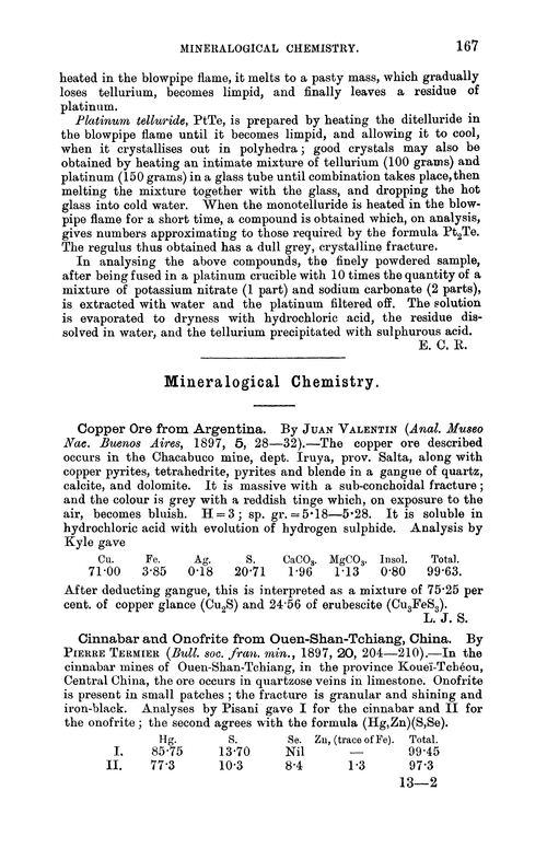 Mineralogical chemistry