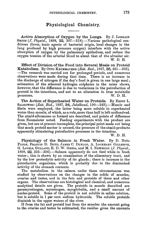 Physiological chemistry