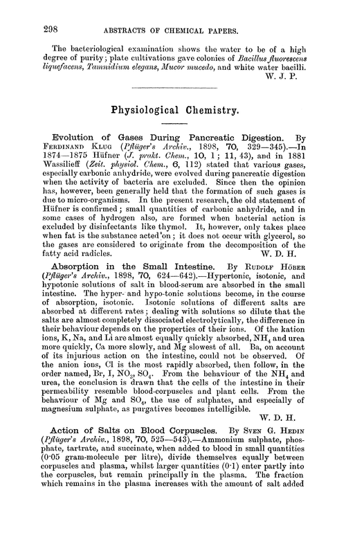 Physiological chemistry