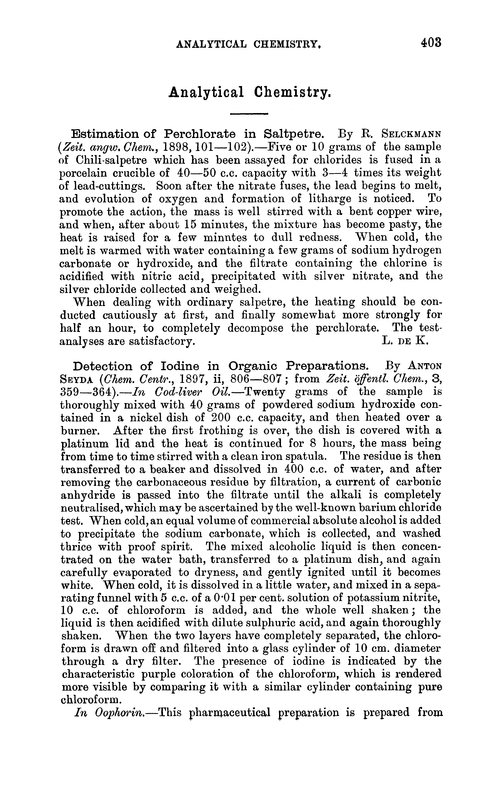 Analytical chemistry