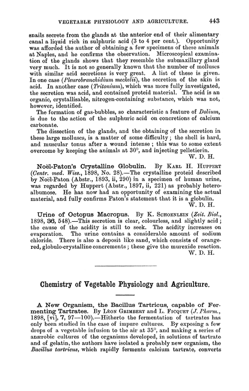 Chemistry of vegetable physiology and agriculture