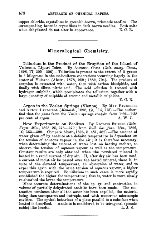 Mineralogical chemistry